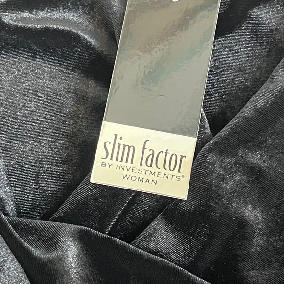 Slim Factor Investments Velvet Tunic Top 2X Black Bell Sleeve Sheer Insets - Picture 8 of 9